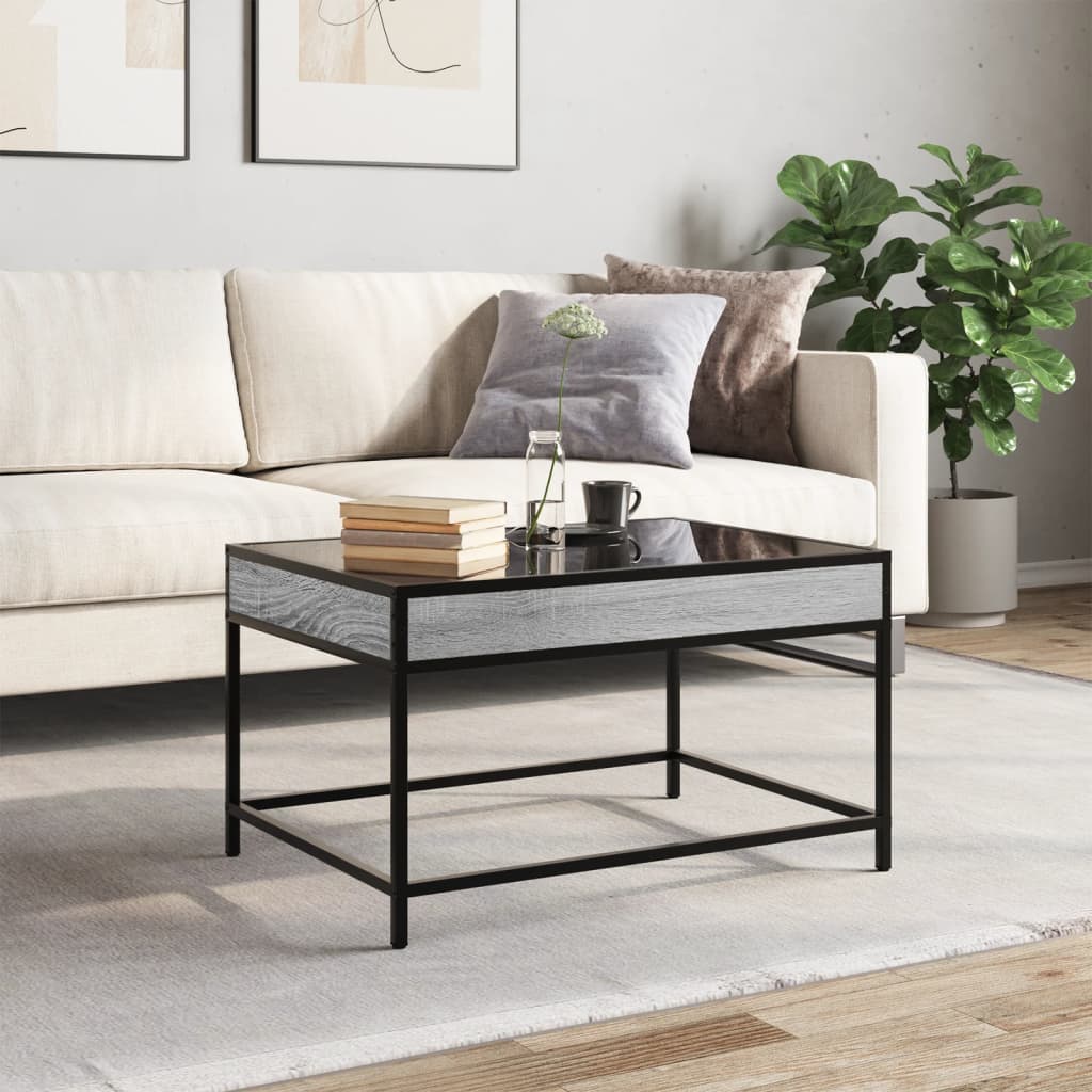 Table basse avec LED infini sonoma gris 70x50x41 cm - Tables basses