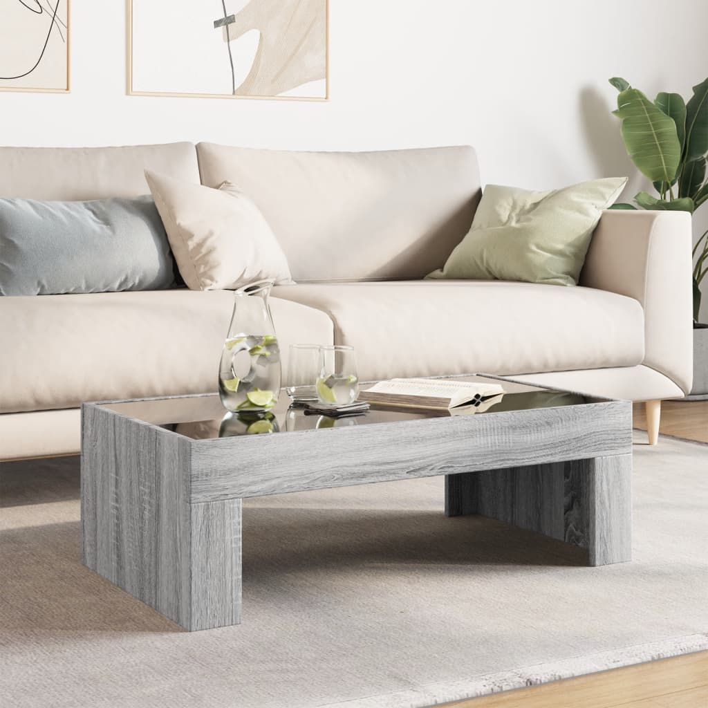 Table basse avec LED infini sonoma gris 90x50x30 cm - Tables basses
