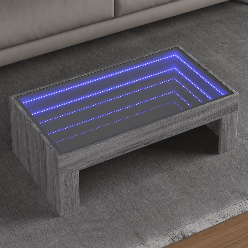 Table basse avec LED infini sonoma gris 90x50x30 cm - Tables basses