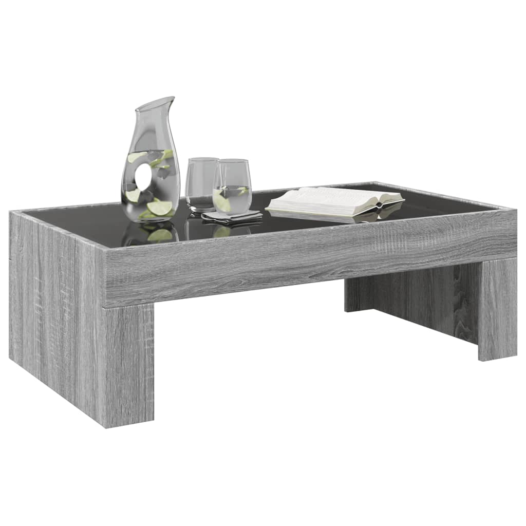 Table basse avec LED infini sonoma gris 90x50x30 cm - Tables basses