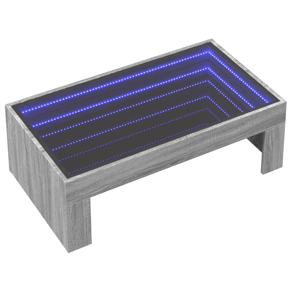 Table basse avec LED infini sonoma gris 90x50x30 cm - Tables basses
