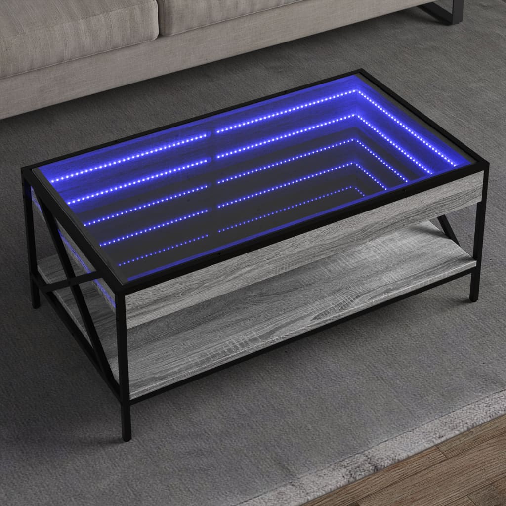 Table basse avec LED infini sonoma gris 90x50x38 cm - Tables basses