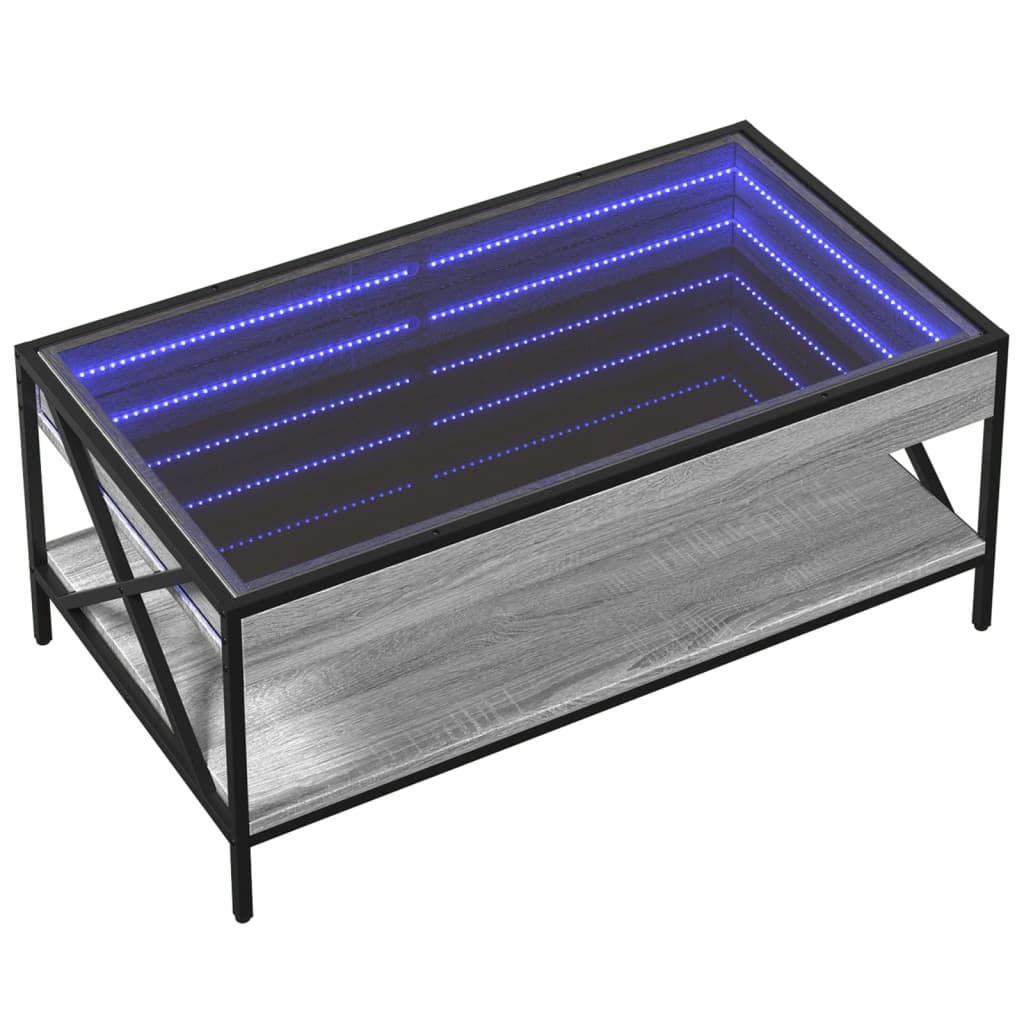 Table basse avec LED infini sonoma gris 90x50x38 cm - Tables basses