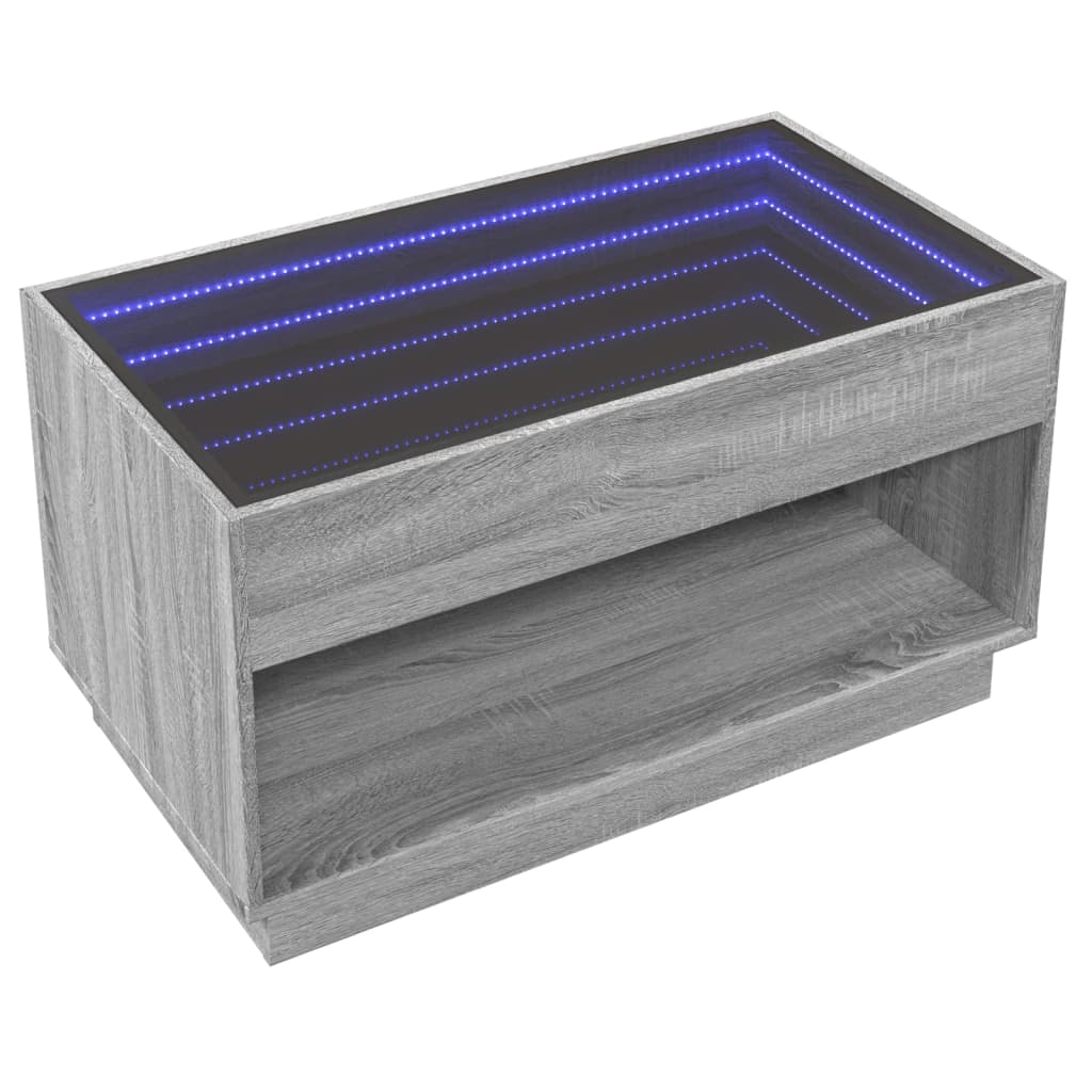 Table basse avec LED infini sonoma gris 90x50x50 cm - Tables basses