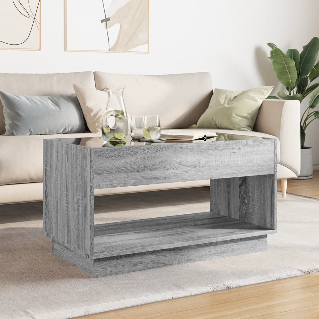 Table basse avec LED infini sonoma gris 90x50x50 cm - Tables basses