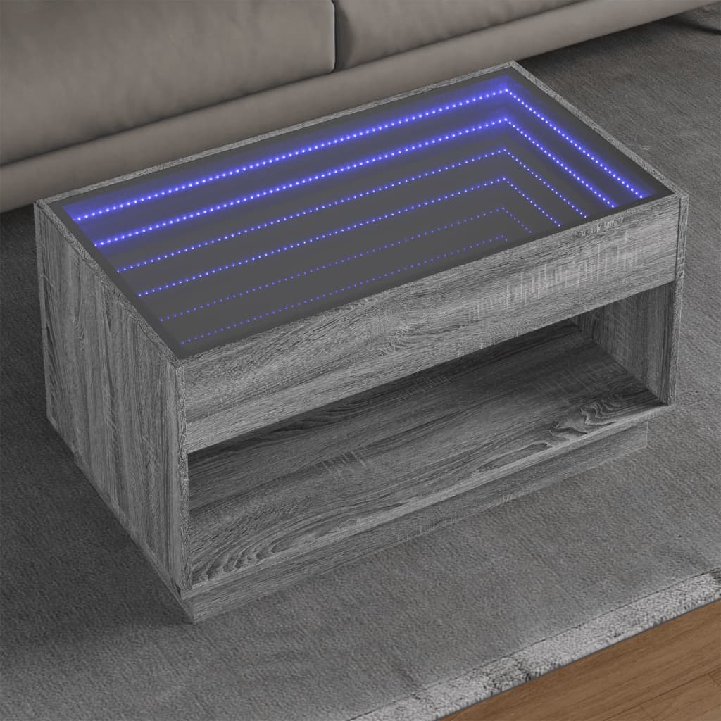 Table basse avec LED infini sonoma gris 90x50x50 cm - Tables basses