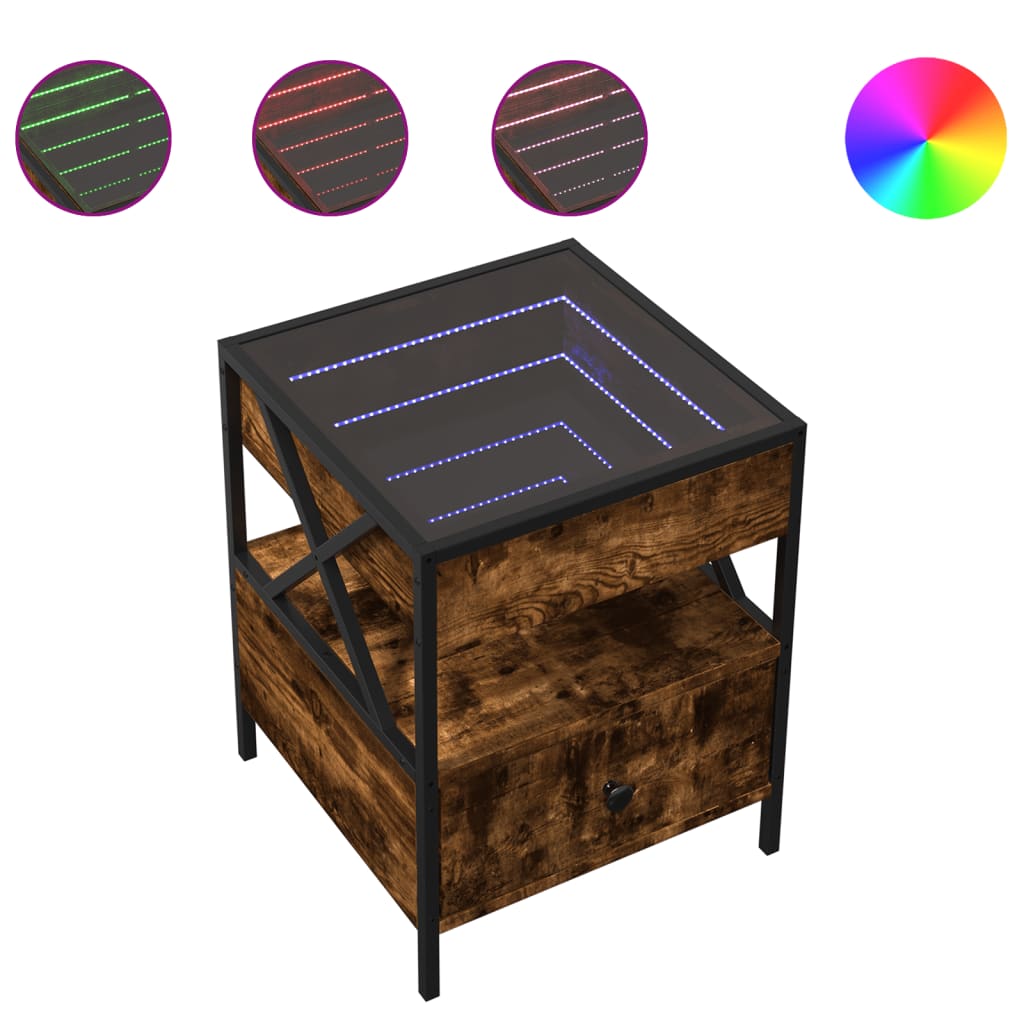 Table basse avec LED Infinity chêne fumé 40x40x51 cm - Tables basses