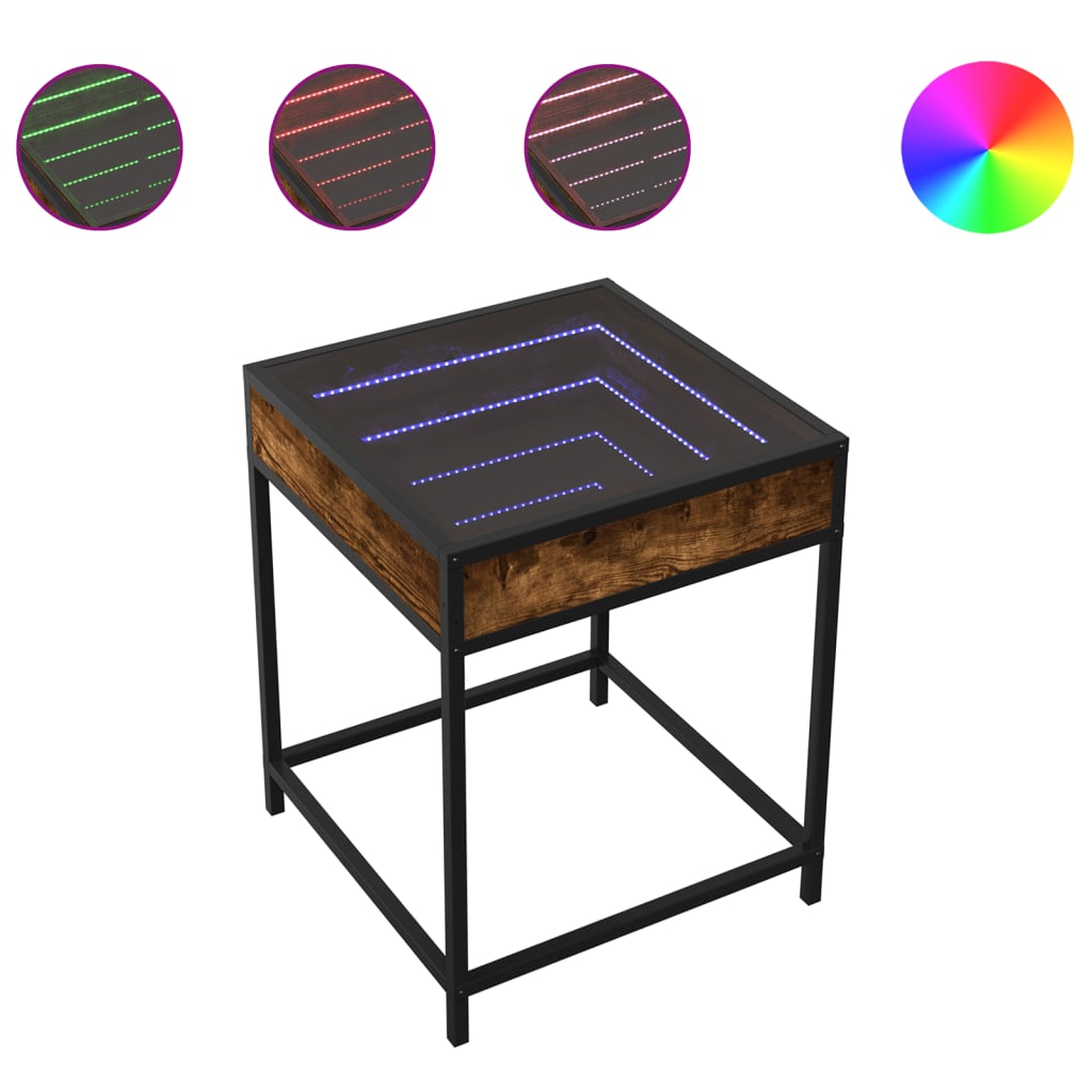 Table basse avec LED Infinity chêne fumé 40x40x51 cm - Tables basses