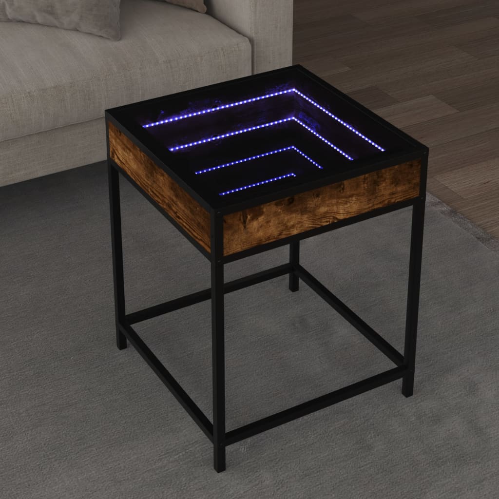 Table basse avec LED Infinity chêne fumé 40x40x51 cm - Tables basses