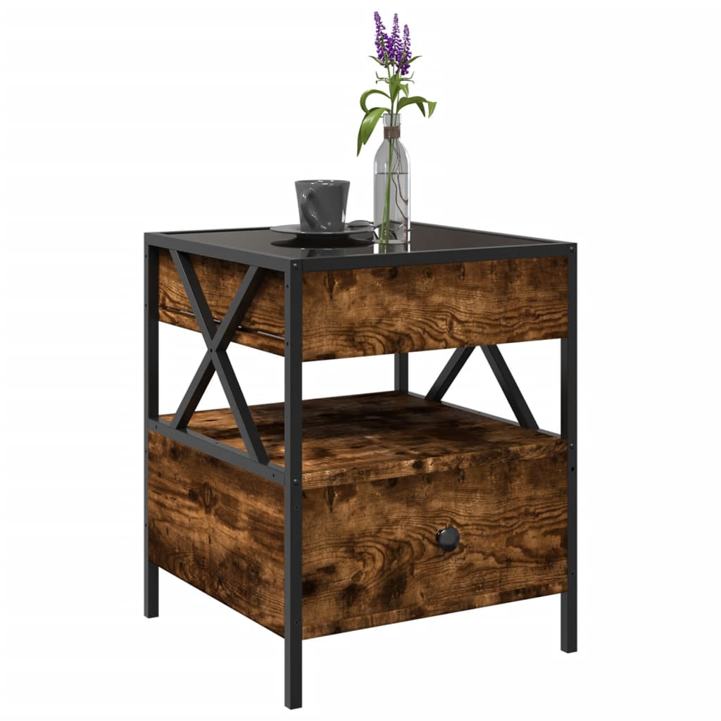 Table basse avec LED Infinity chêne fumé 40x40x51 cm - Tables basses