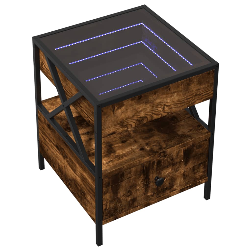 Table basse avec LED Infinity chêne fumé 40x40x51 cm - Tables basses