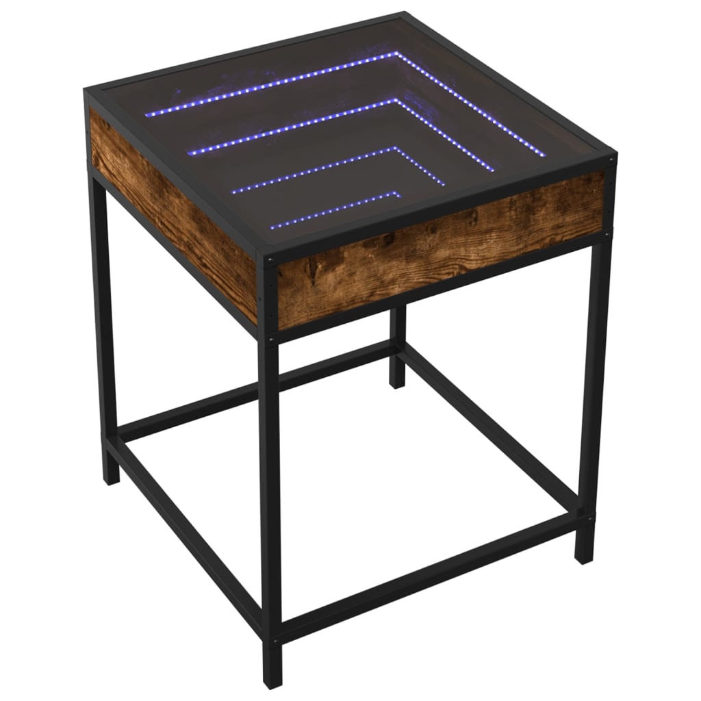 Table basse avec LED Infinity chêne fumé 40x40x51 cm - Tables basses