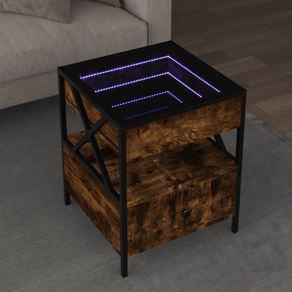 Table basse avec LED Infinity chêne fumé 40x40x51 cm - Tables basses