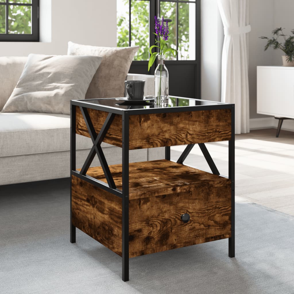 Table basse avec LED Infinity chêne fumé 40x40x51 cm - Tables basses