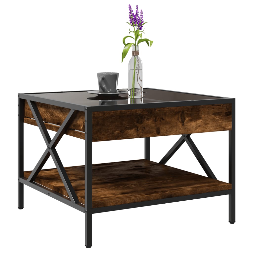 Table basse avec LED Infinity chêne fumé 50x50x38 cm - Tables basses