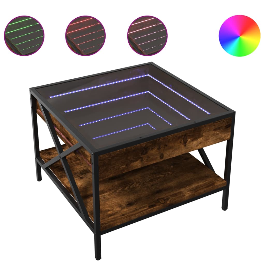 Table basse avec LED Infinity chêne fumé 50x50x38 cm - Tables basses
