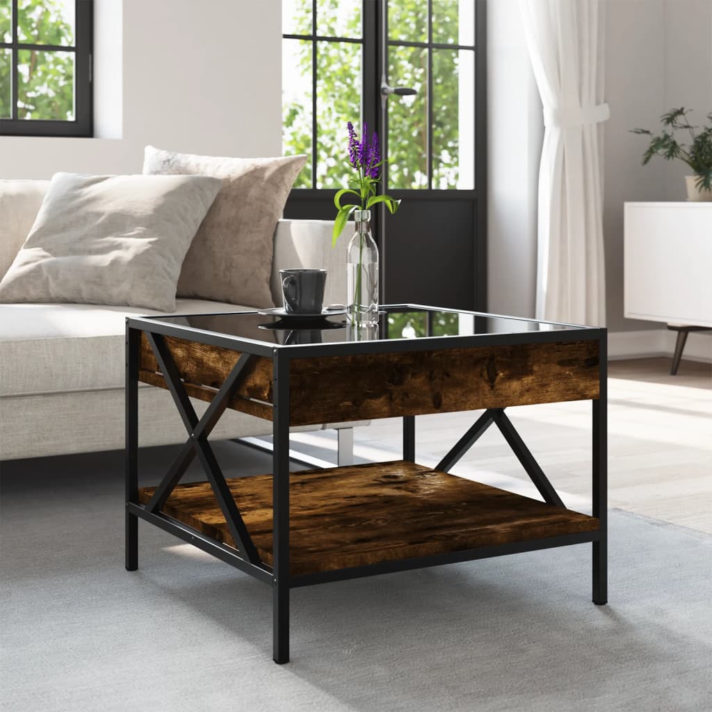 Table basse avec LED Infinity chêne fumé 50x50x38 cm - Tables basses