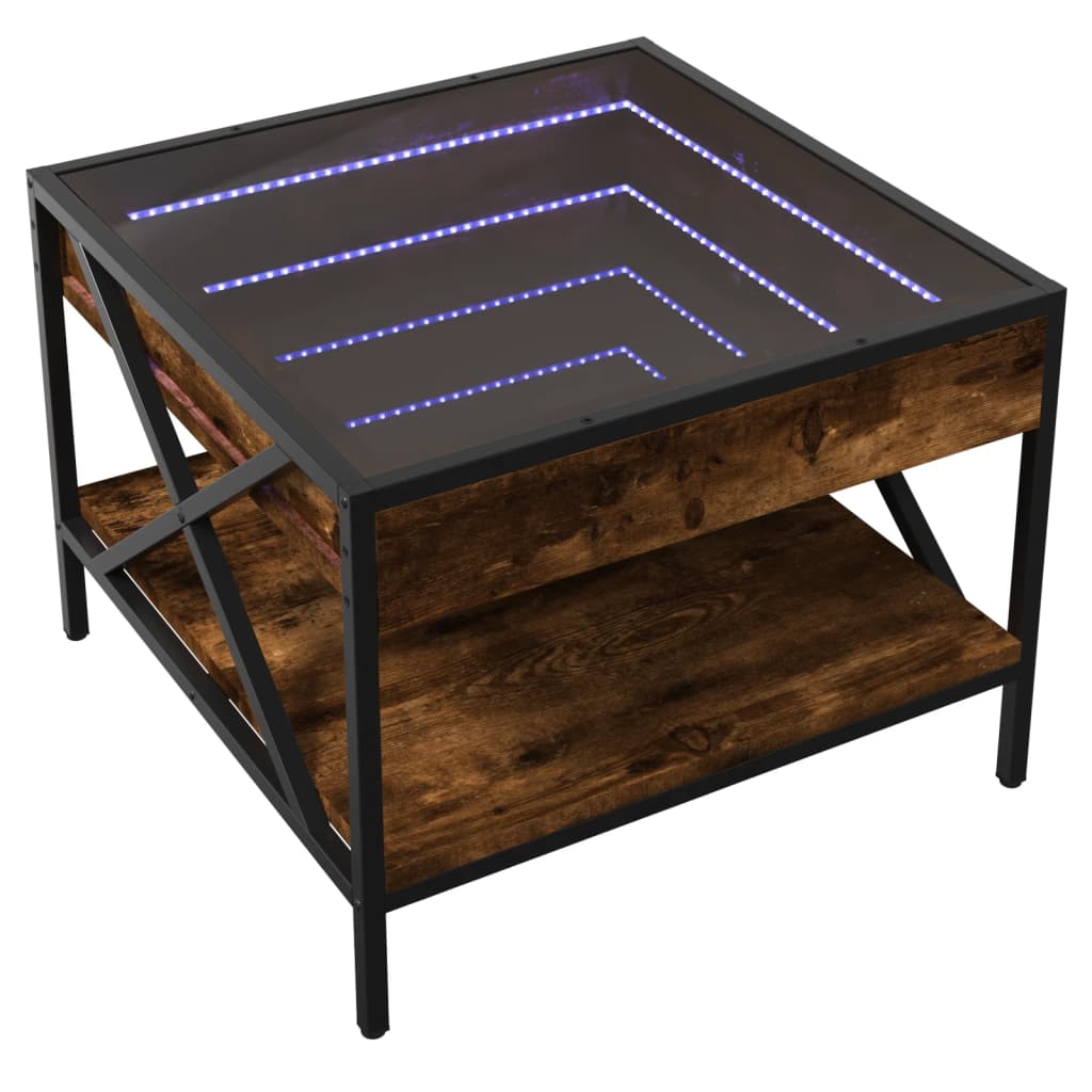 Table basse avec LED Infinity chêne fumé 50x50x38 cm - Tables basses