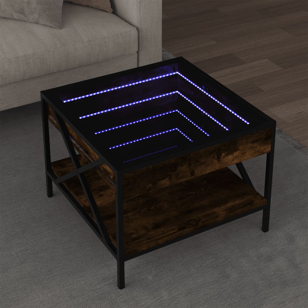 Table basse avec LED Infinity chêne fumé 50x50x38 cm - Tables basses