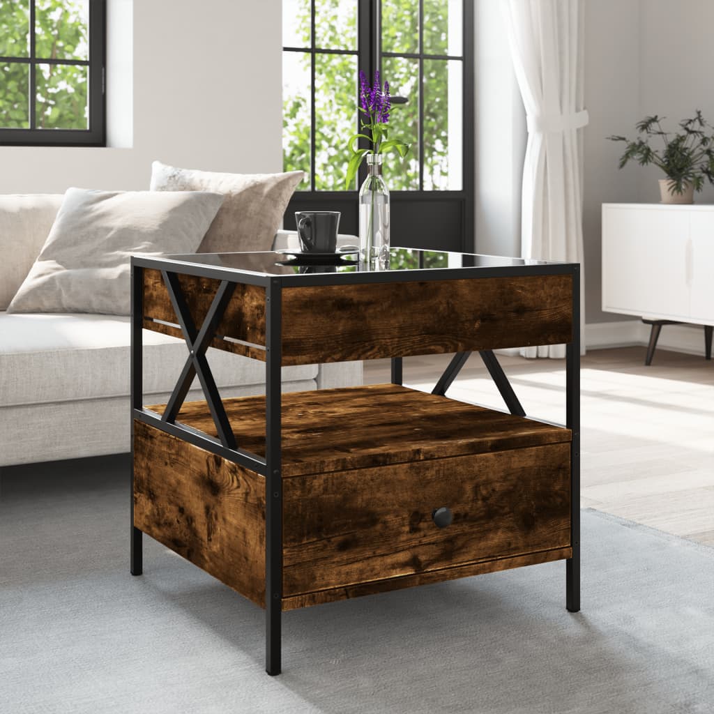 Table basse avec LED Infinity chêne fumé 50x50x51 cm - Tables basses