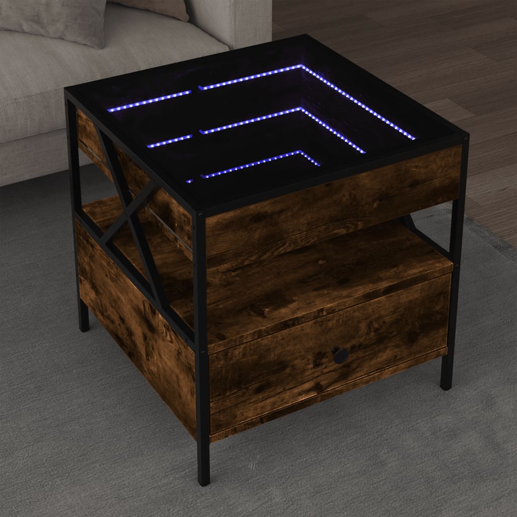 Table basse avec LED Infinity chêne fumé 50x50x51 cm - Tables basses