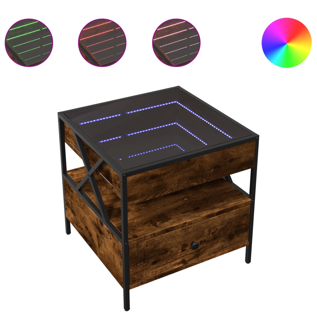 Table basse avec LED Infinity chêne fumé 50x50x51 cm - Tables basses