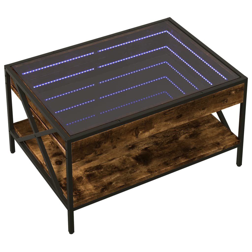 Table basse avec LED Infinity chêne fumé 70x50x38 cm - Tables basses
