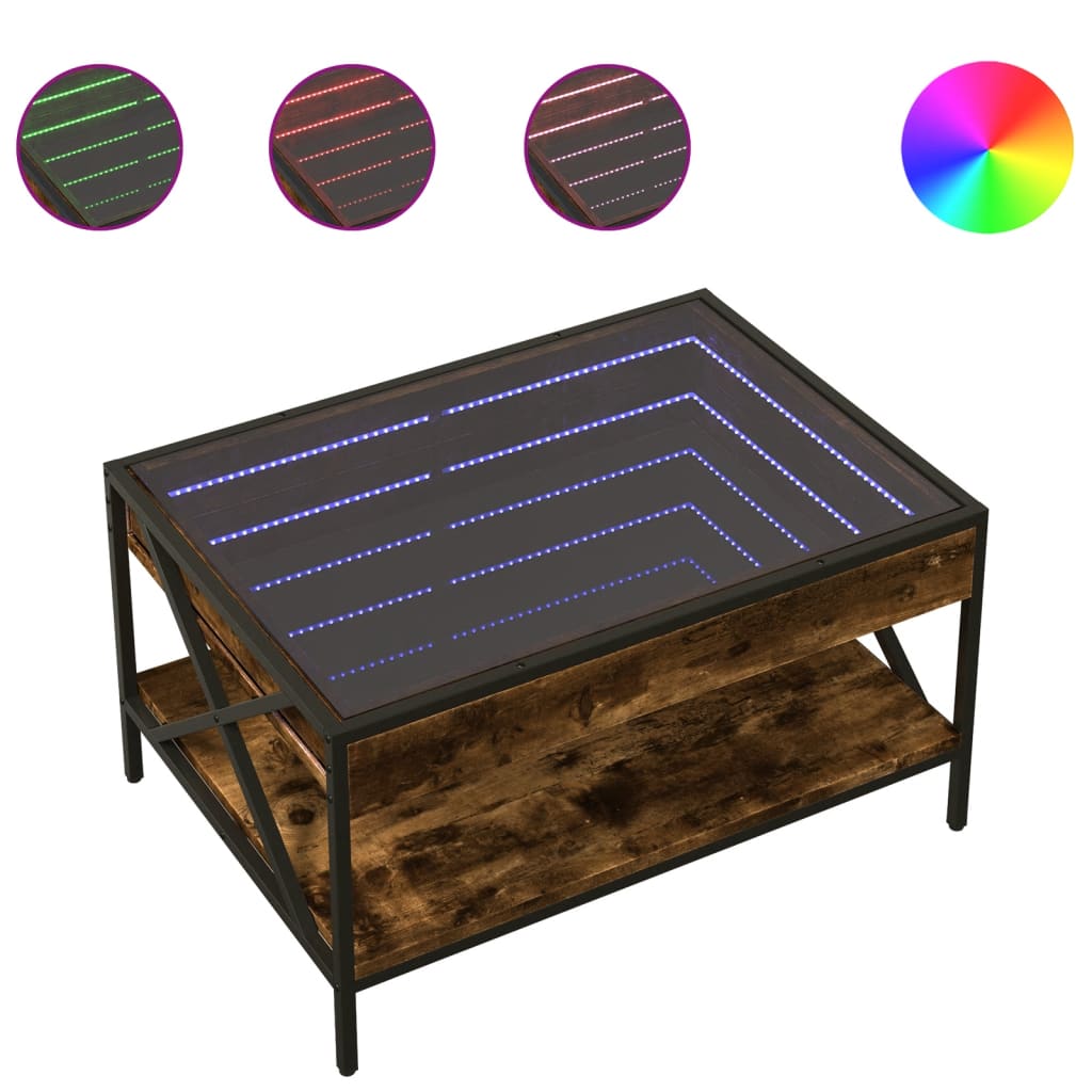 Table basse avec LED Infinity chêne fumé 70x50x38 cm - Tables basses