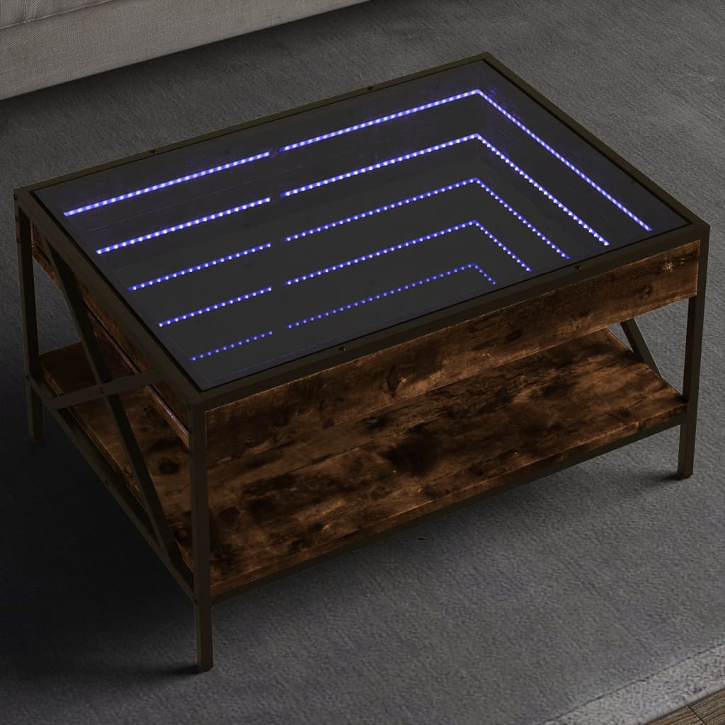 Table basse avec LED Infinity chêne fumé 70x50x38 cm - Tables basses