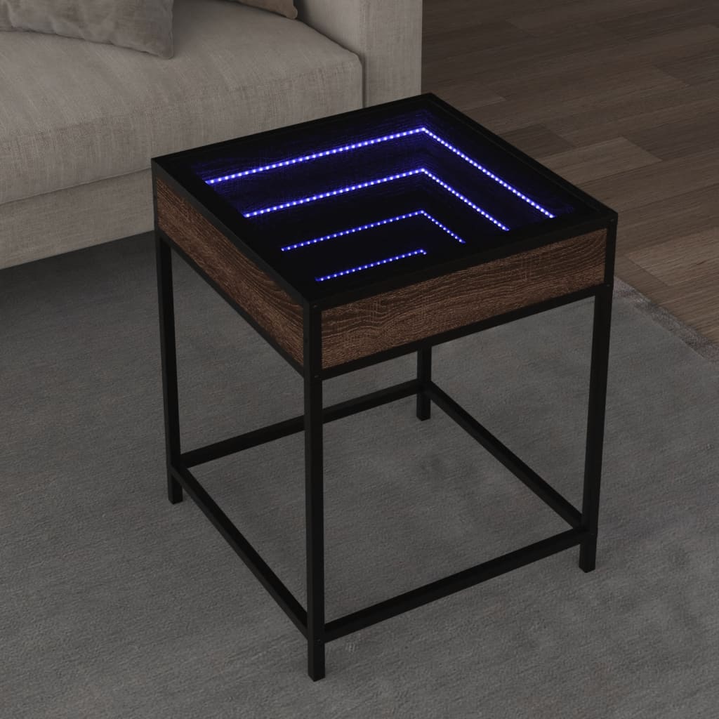 Table basse avec LED Infinity chêne marron 40x40x51 cm - Tables basses