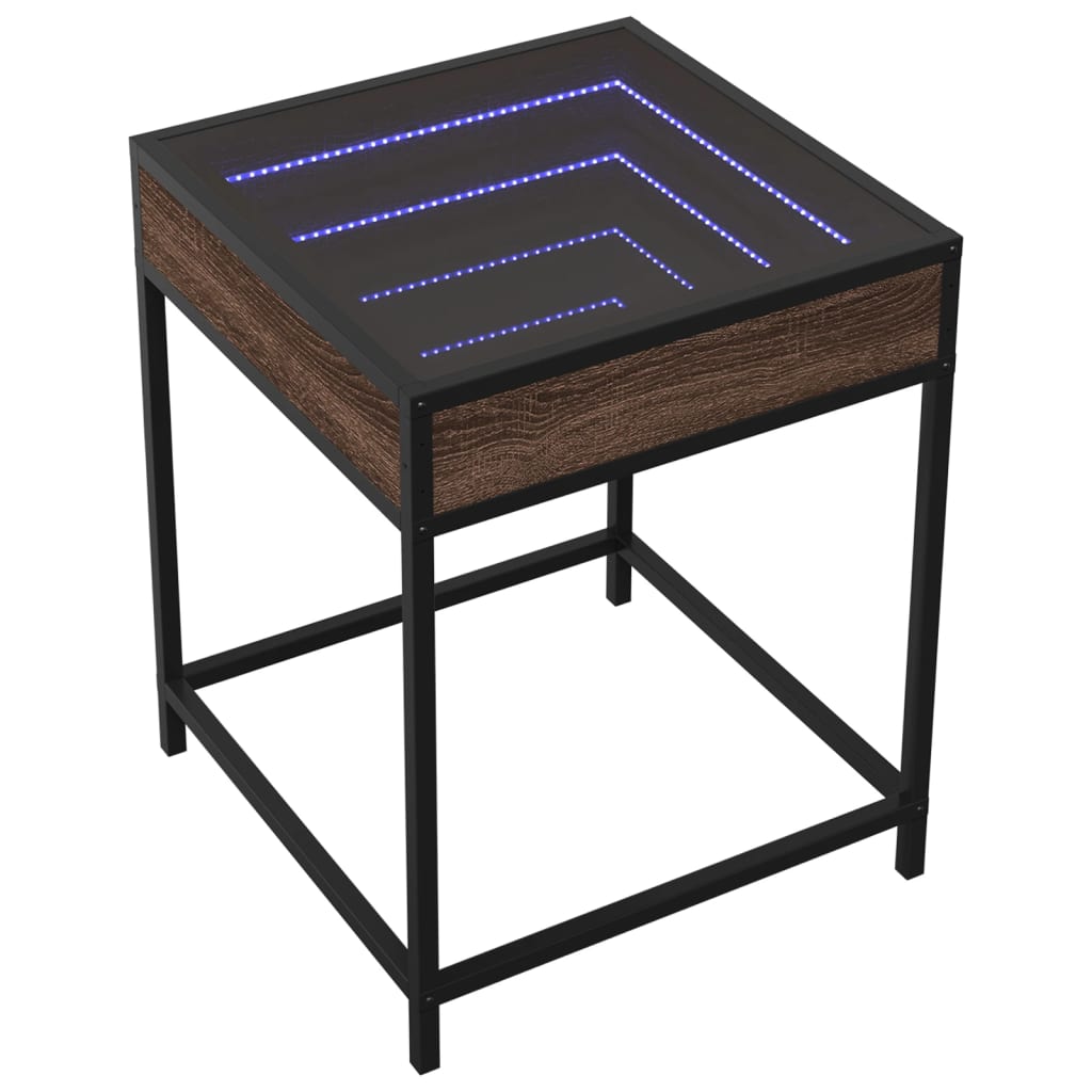 Table basse avec LED Infinity chêne marron 40x40x51 cm - Tables basses
