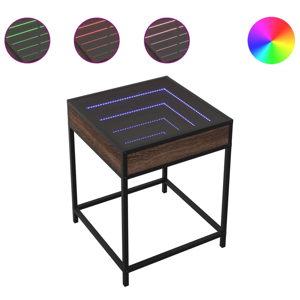 Table basse avec LED Infinity chêne marron 40x40x51 cm - Tables basses