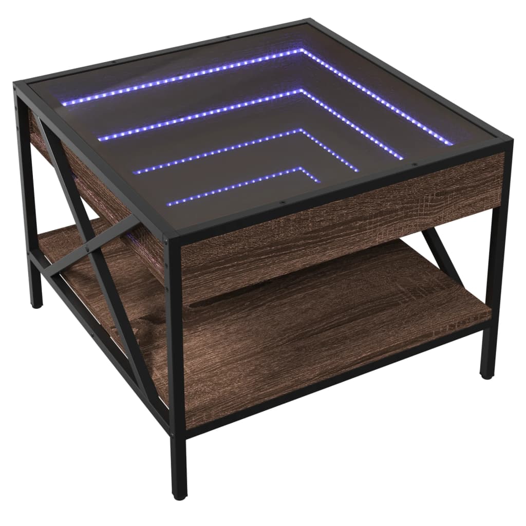 Table basse avec LED Infinity chêne marron 50x50x38 cm - Tables basses