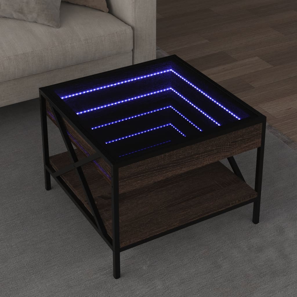 Table basse avec LED Infinity chêne marron 50x50x38 cm - Tables basses