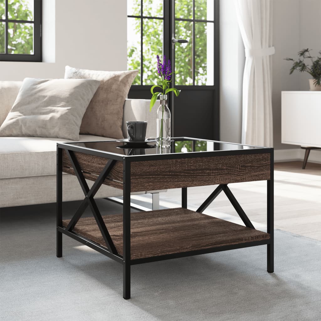 Table basse avec LED Infinity chêne marron 50x50x38 cm - Tables basses