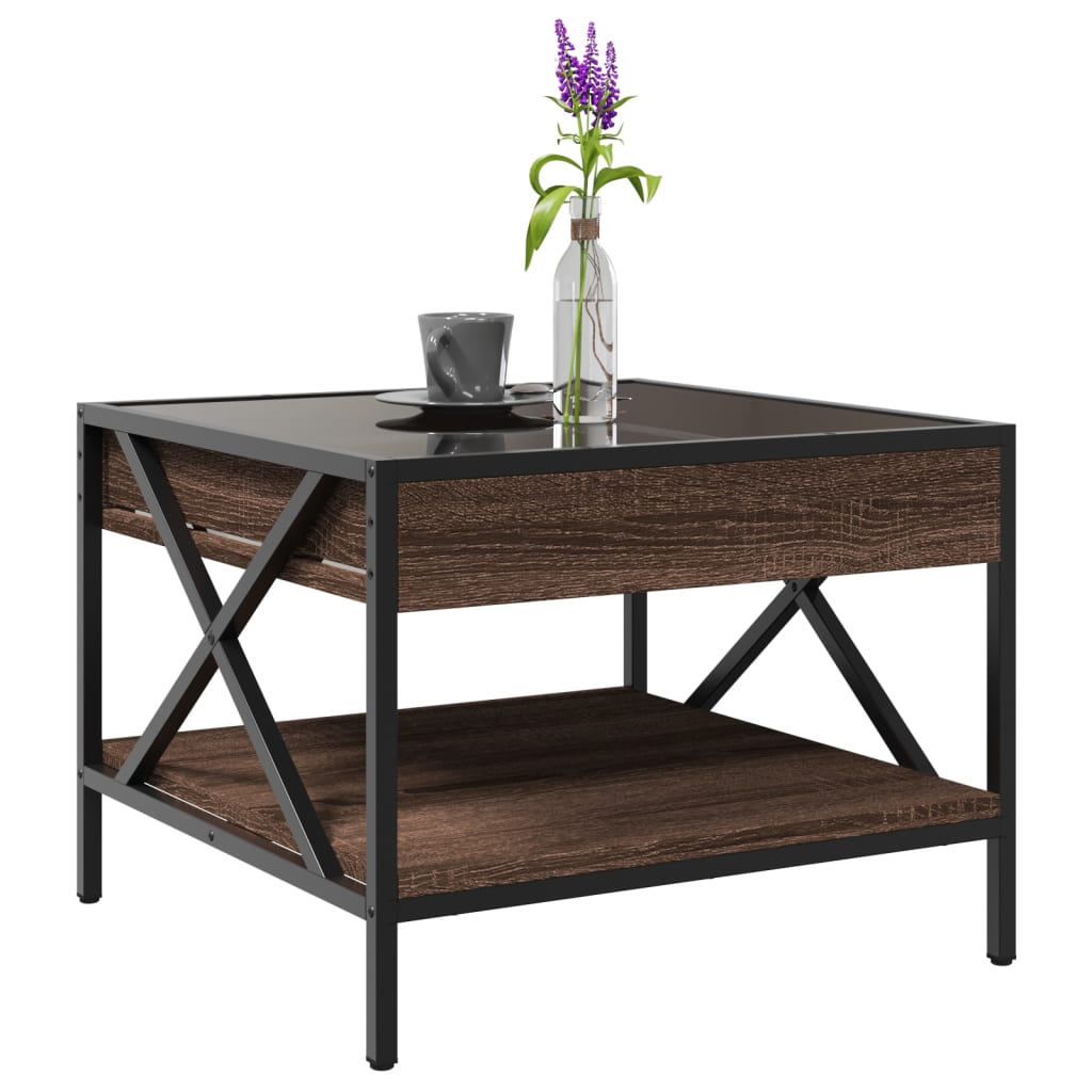 Table basse avec LED Infinity chêne marron 50x50x38 cm - Tables basses