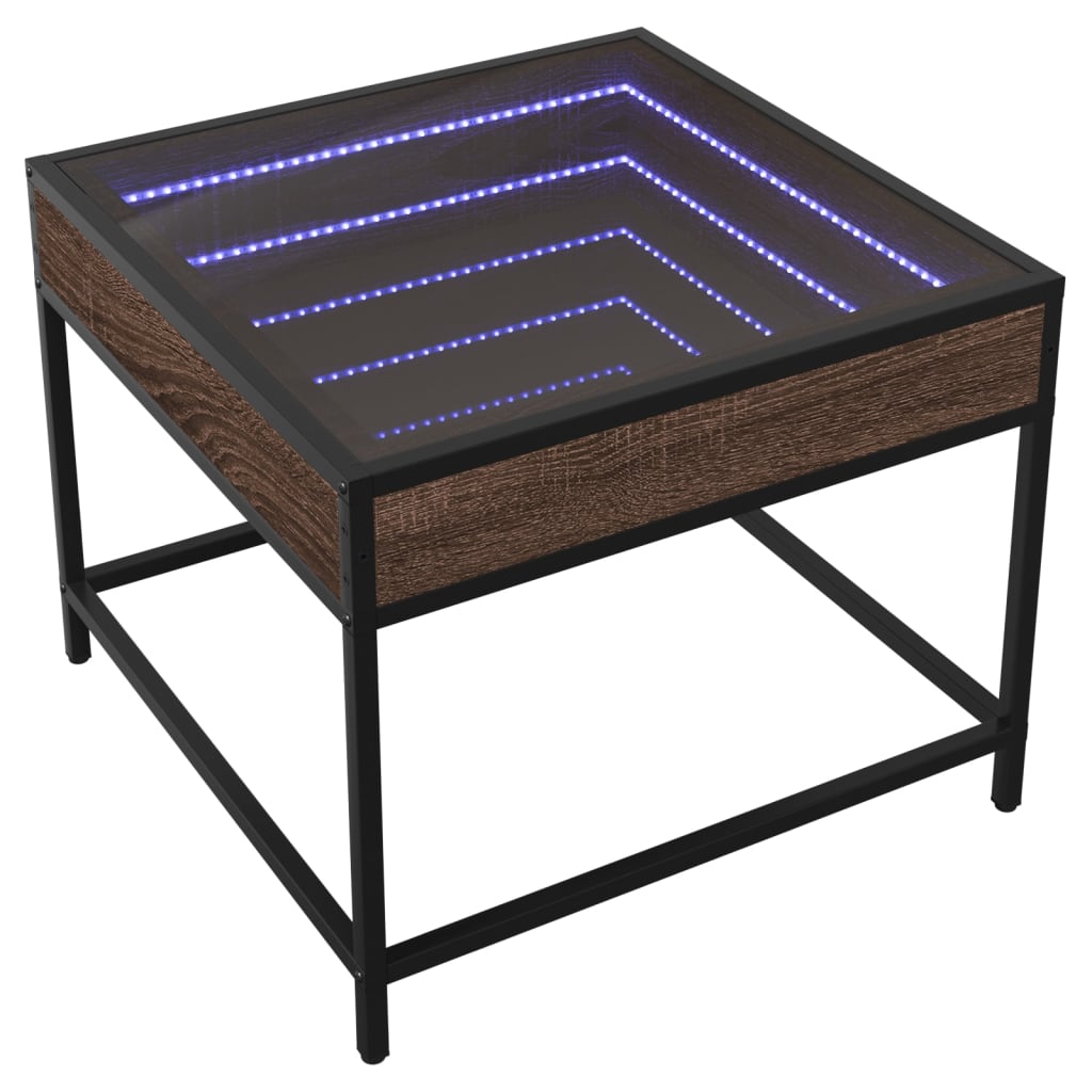 Table basse avec LED Infinity chêne marron 50x50x41 cm - Tables basses