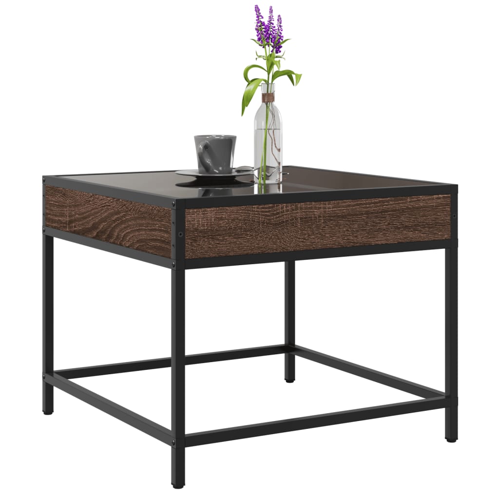 Table basse avec LED Infinity chêne marron 50x50x41 cm - Tables basses