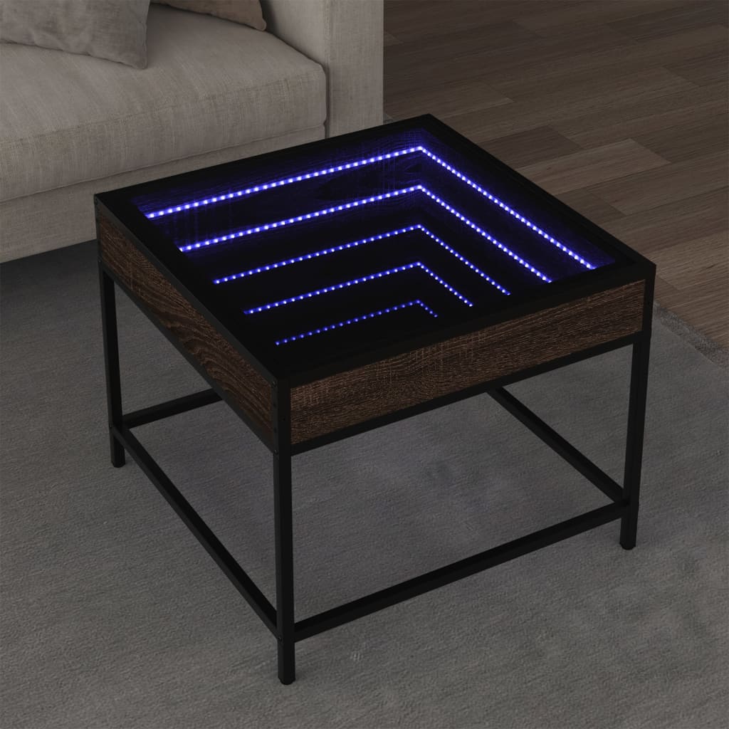 Table basse avec LED Infinity chêne marron 50x50x41 cm - Tables basses