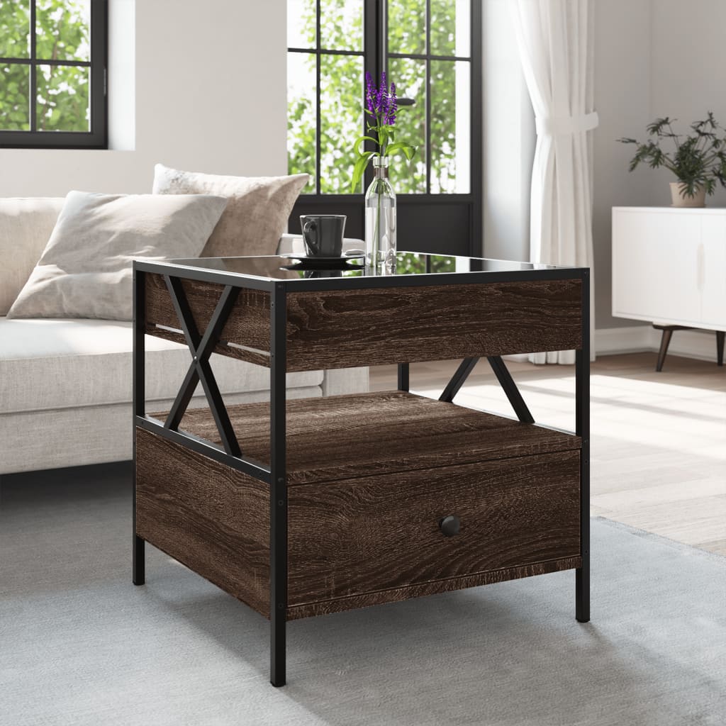 Table basse avec LED Infinity chêne marron 50x50x51 cm - Tables basses