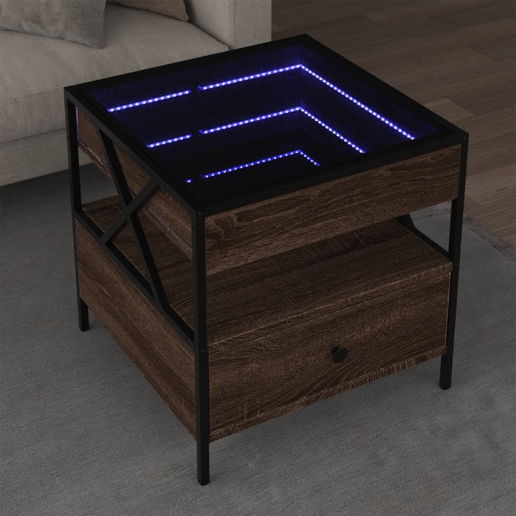 Table basse avec LED Infinity chêne marron 50x50x51 cm - Tables basses