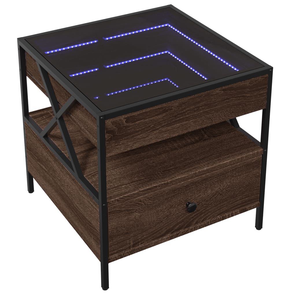Table basse avec LED Infinity chêne marron 50x50x51 cm - Tables basses