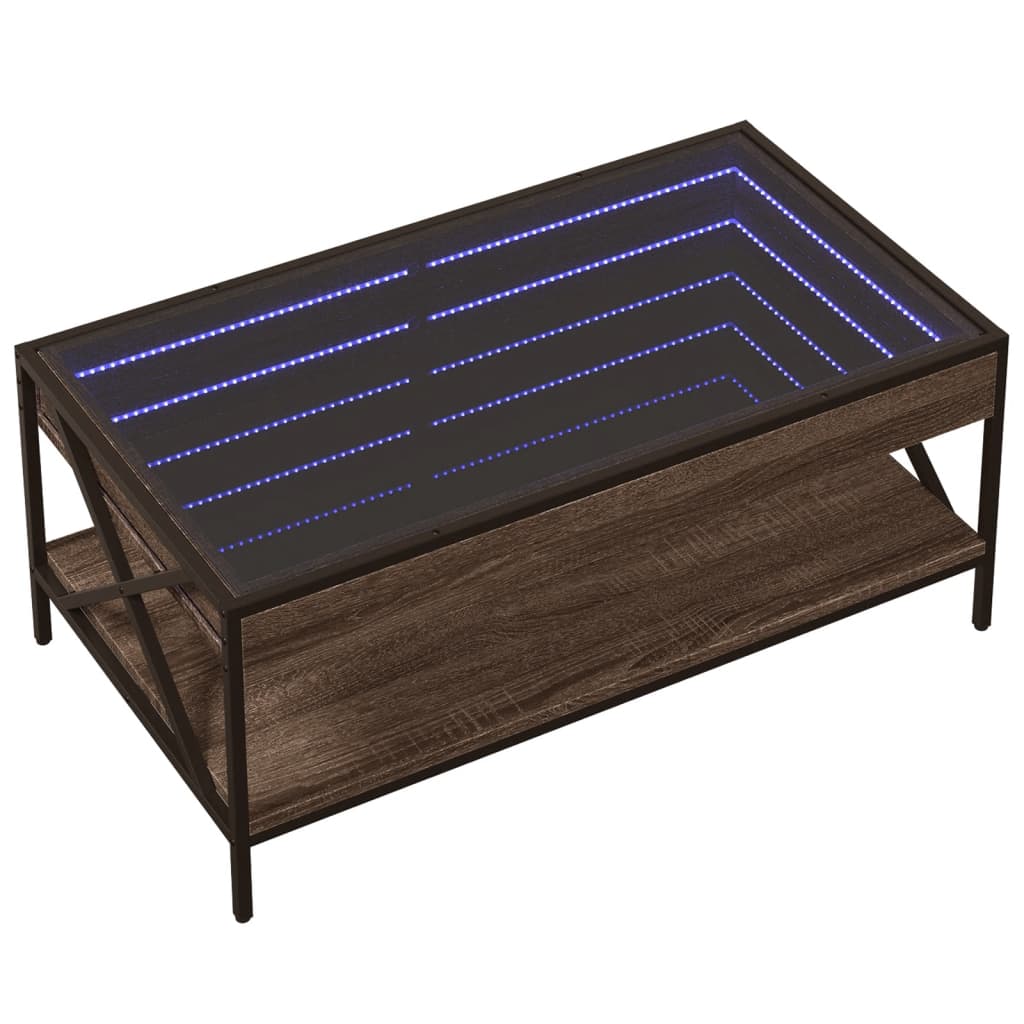 Table basse avec LED Infinity chêne marron 90x50x38 cm - Tables basses