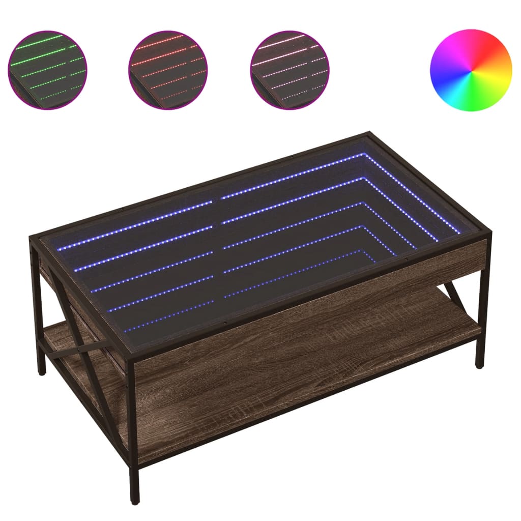 Table basse avec LED Infinity chêne marron 90x50x38 cm - Tables basses
