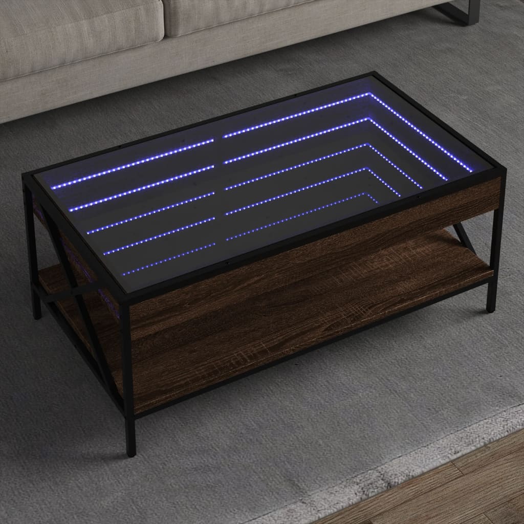Table basse avec LED Infinity chêne marron 90x50x38 cm - Tables basses