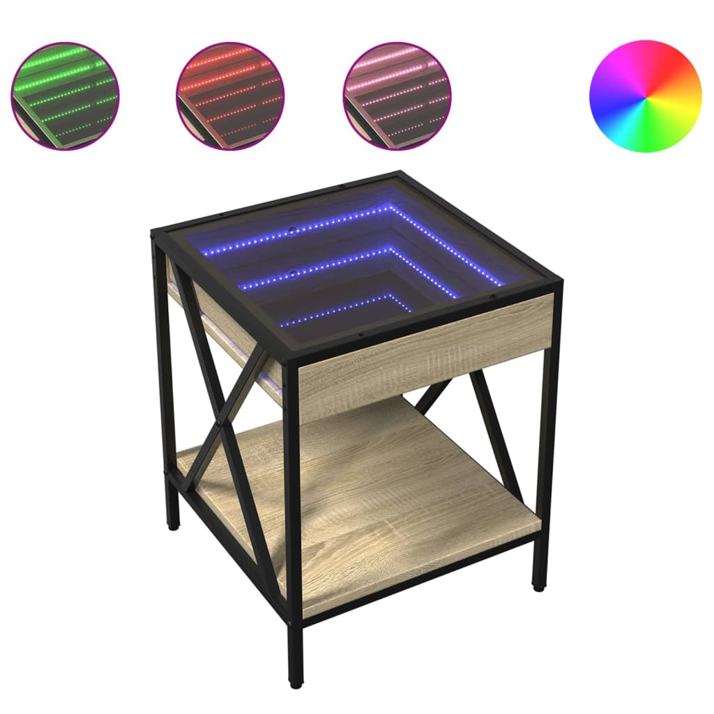 Table basse avec LED Infinity chêne sonoma 40x40x49 cm - Tables basses