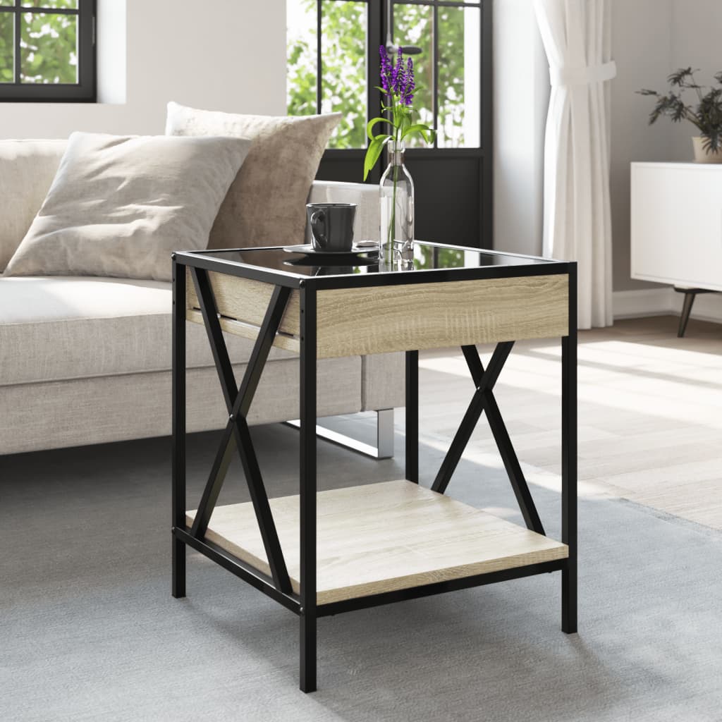 Table basse avec LED Infinity chêne sonoma 40x40x49 cm - Tables basses