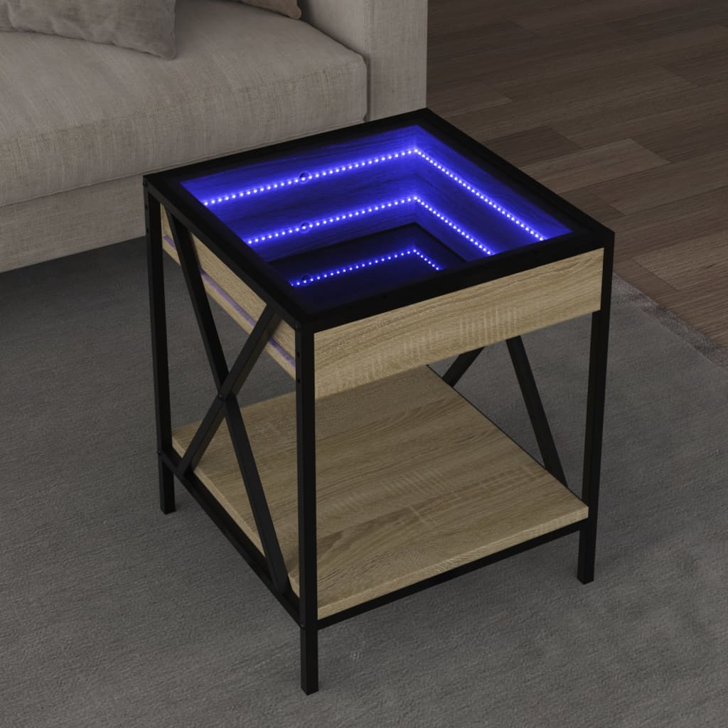 Table basse avec LED Infinity chêne sonoma 40x40x49 cm - Tables basses