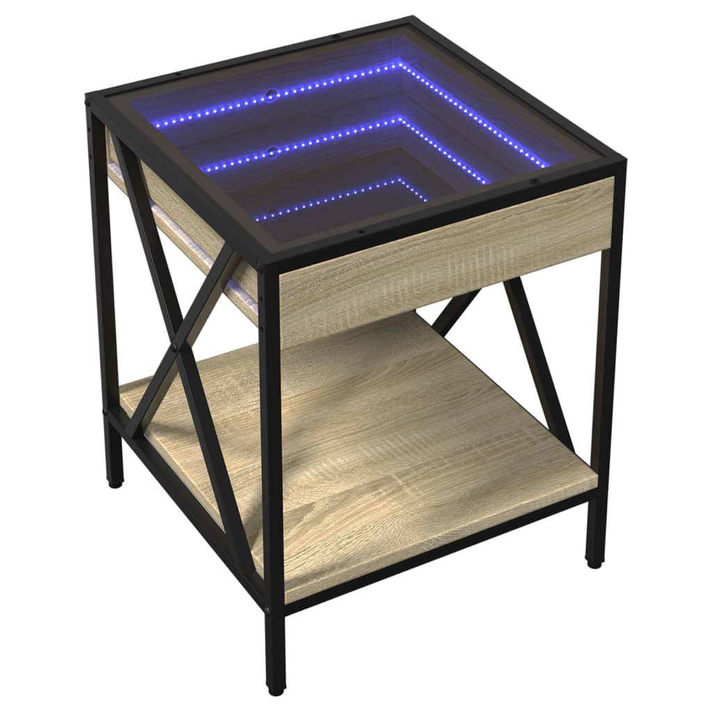 Table basse avec LED Infinity chêne sonoma 40x40x49 cm - Tables basses
