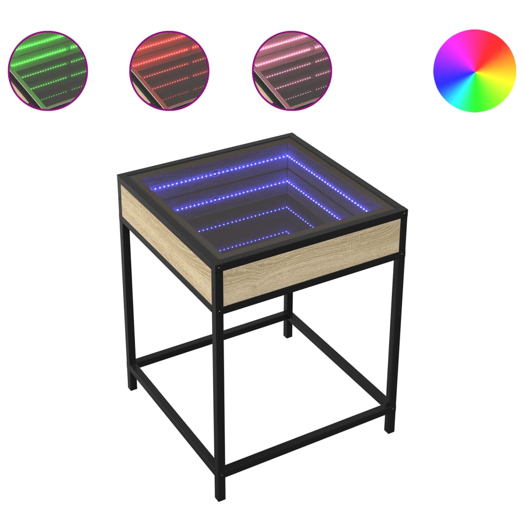 Table basse avec LED Infinity chêne sonoma 40x40x51 cm - Tables basses